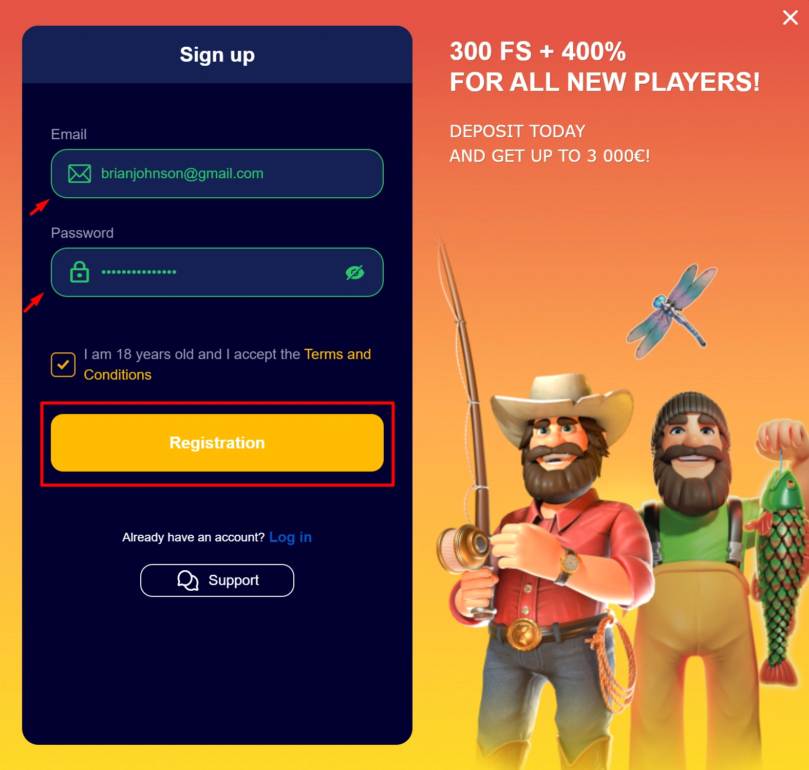 Verywell Casino registration and sign up process